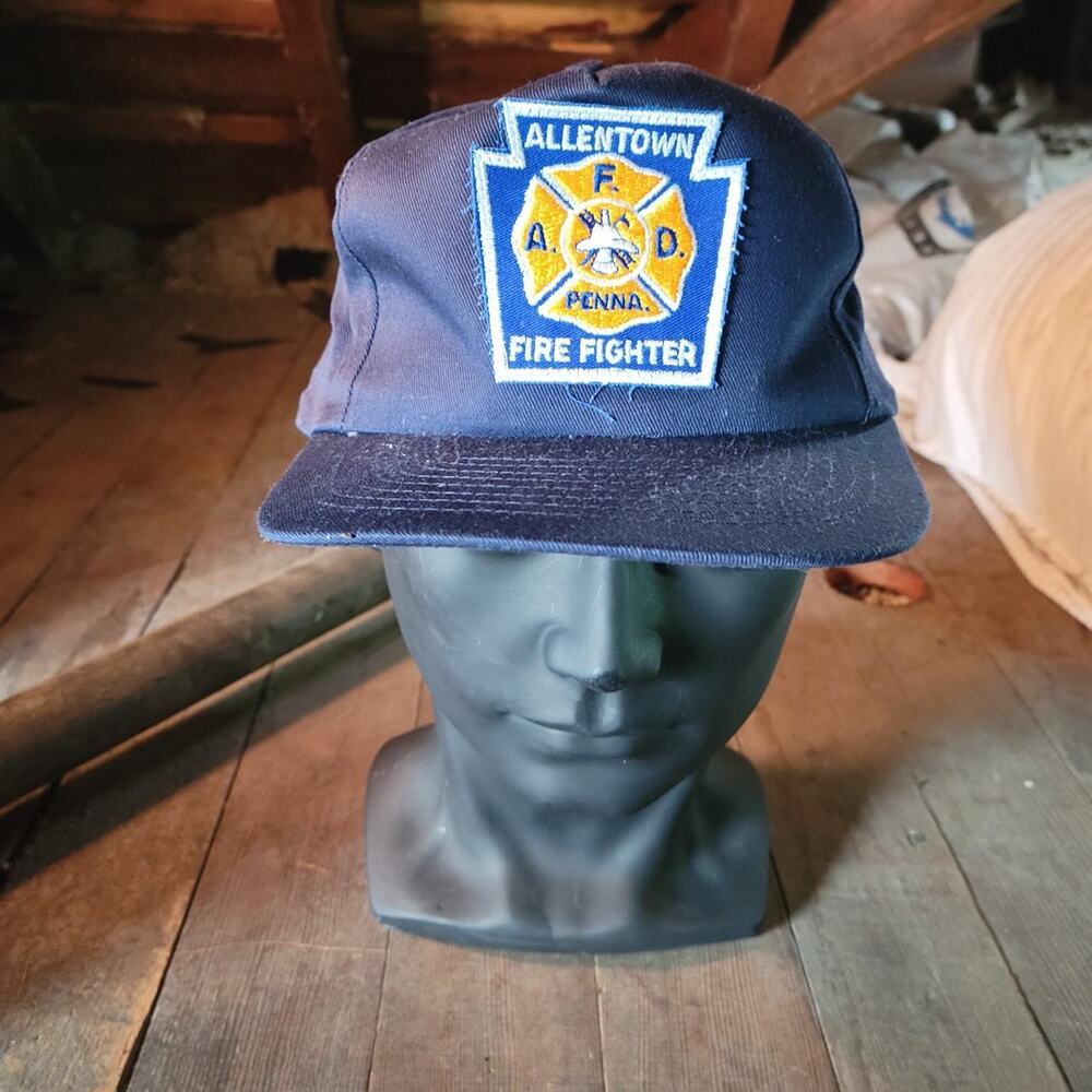Vintage retro Blue adjustable Allentown Firefighter first responder trucker hat